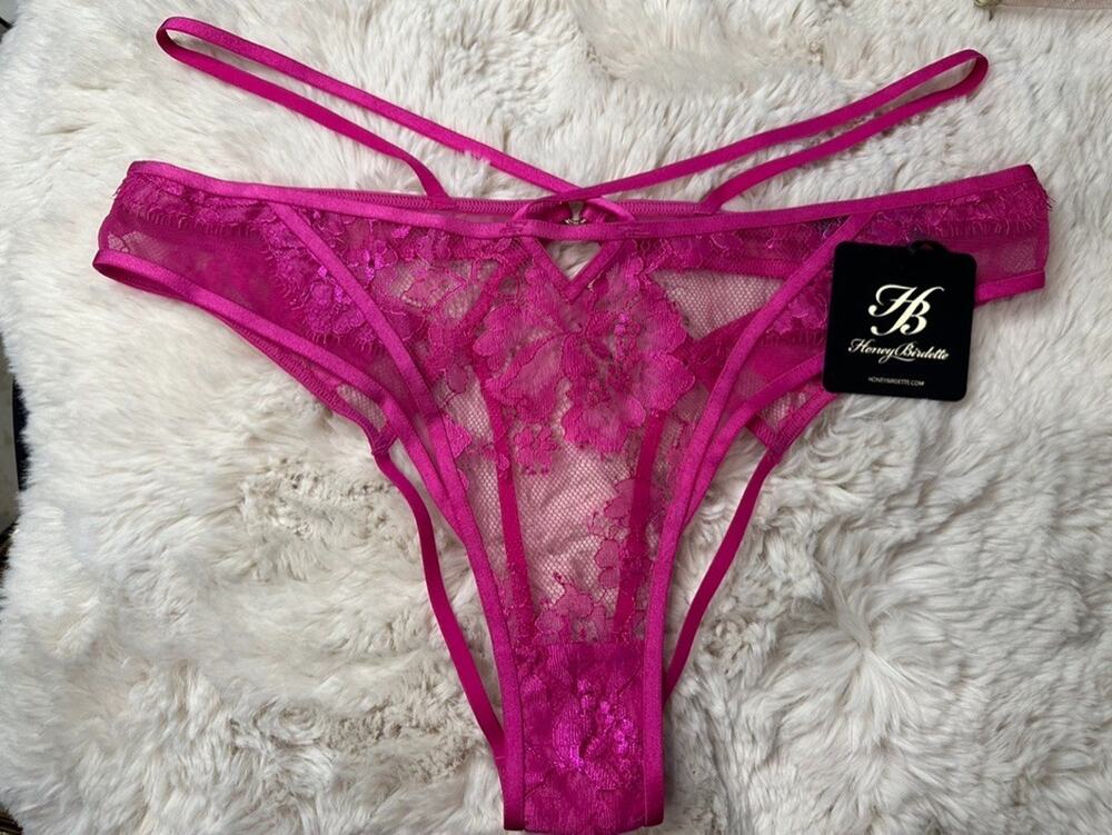 Honey Birdette VANESSA🩷 Pink Lace Cheeky Backless Brief Medium